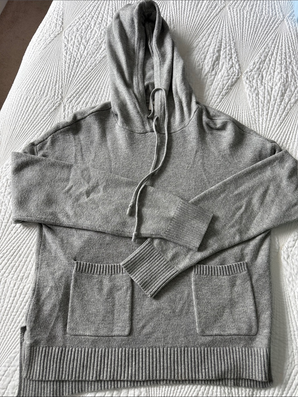 a new day Heather Gray Hooded Crewneck Sweater